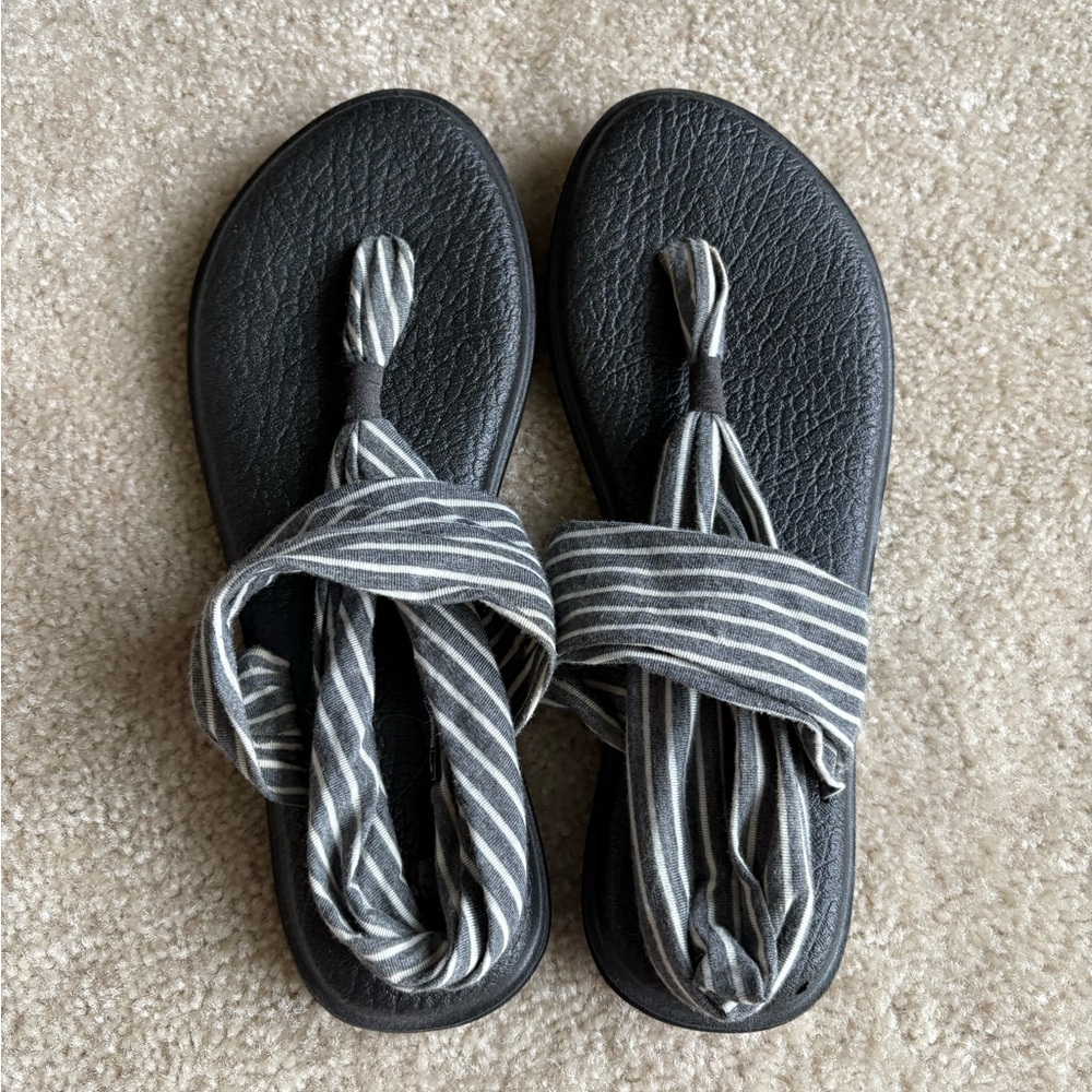 Sanuk Yoga Sling 2 Sandals Gray and White Womens Size 10